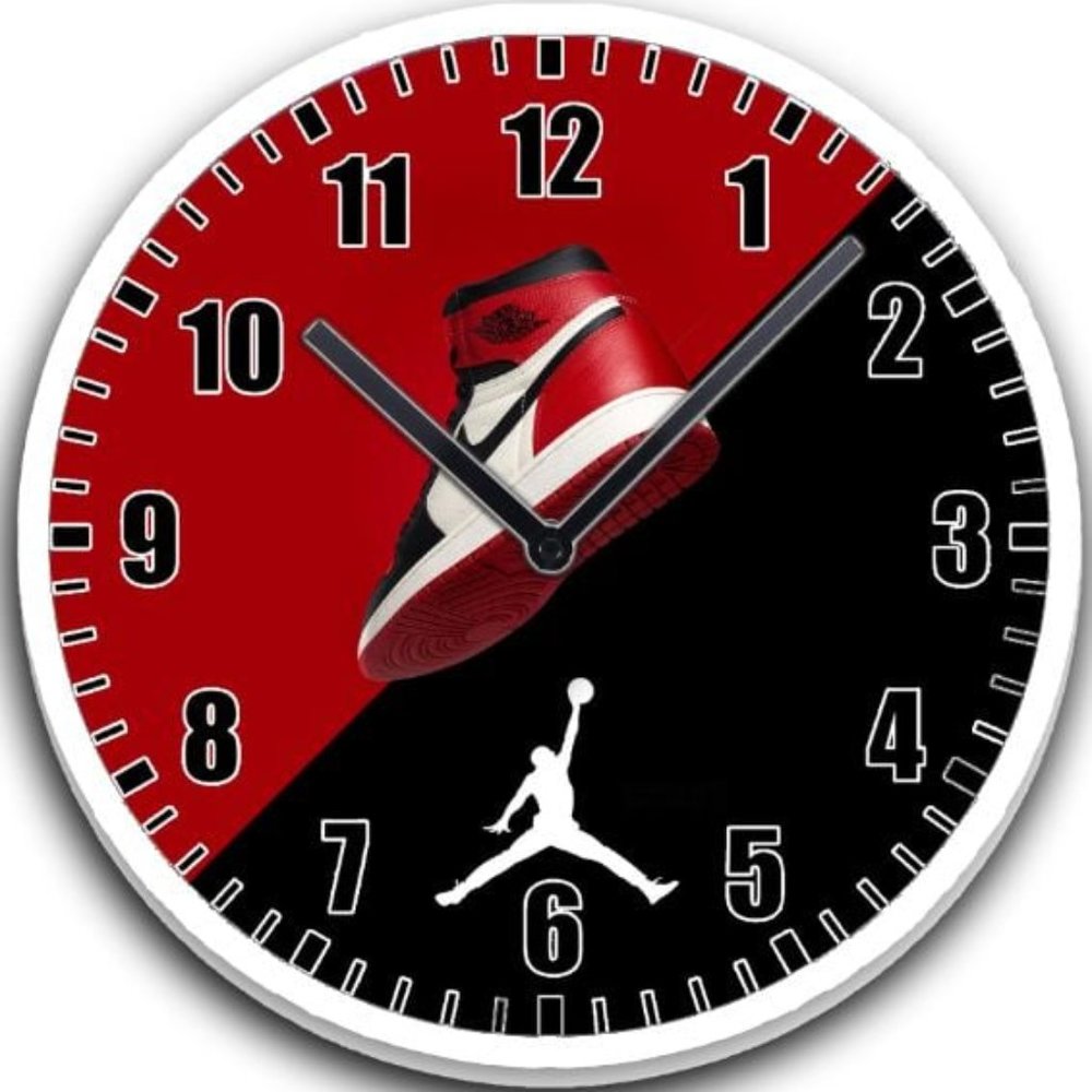 Nike Jordan shoes wall decor clock black & red
